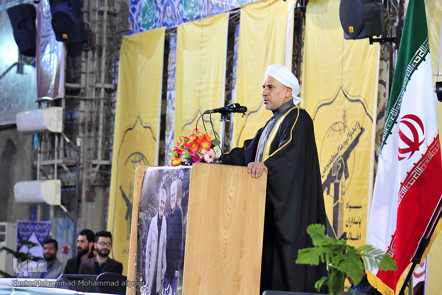 شیخ جمال الدوسری در مراسم چهلم سردار سلیمانی در خوزستان