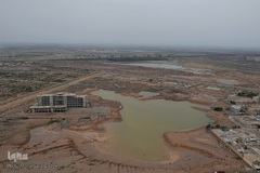 تصاویر هوایی از رودخانه کارون و منطقه سیل‌زده بامدژ