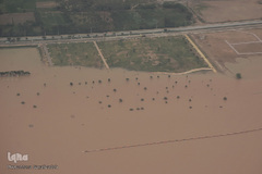 تصاویر هوایی از رودخانه کارون و منطقه سیل‌زده بامدژ