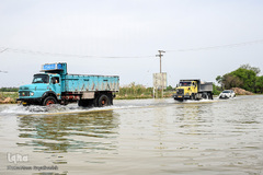 مسدود شدن جاده اهواز ـ شوش با بالا آمدن سطح آب 