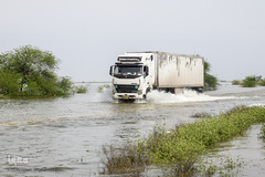 مسدود شدن جاده اهواز ـ شوش با بالا آمدن سطح آب 