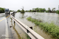 مسدود شدن جاده اهواز ـ شوش با بالا آمدن سطح آب 