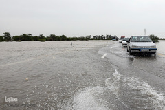 مسدود شدن جاده اهواز ـ شوش با بالا آمدن سطح آب 