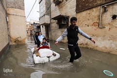 آب گرفتگی خیابان‌ها و منازل مسکونی در اهواز 